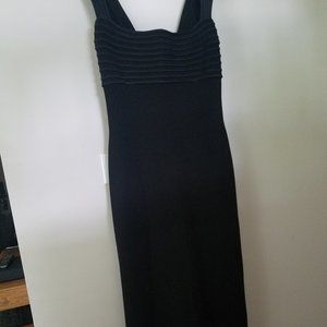 Tadashi Petites long black dress, side slit- Sz PS